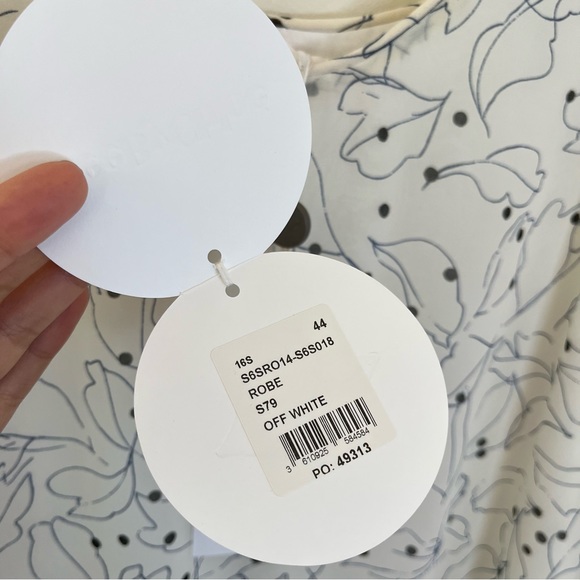 See by Chloe Ruffle Pleated Tiered Mini Shift Printed Tank Dress Cream 44/US 12 - Picture 7 of 11